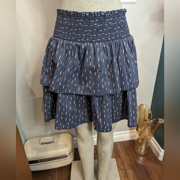 Universal Thread Cotton Skirt, Womens XL Gray blue Tiered high rise skirt - Picture 4 of 15